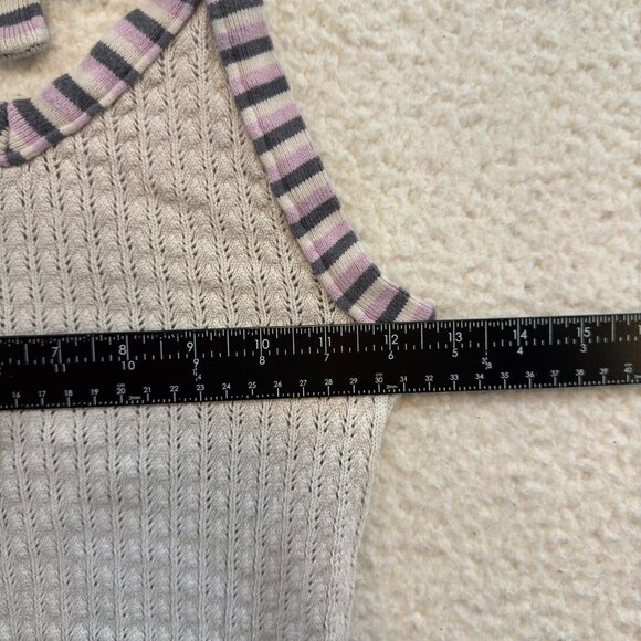 Y2K Vintage Crochet Knit Halter Crop Top XS Cream Ivory White Boho Fairy Grunge - Picture 4 of 7